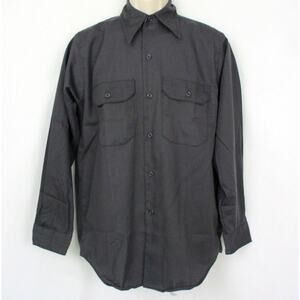 VINTAGE Troutman Work Shirt Mens 15.5 Large 42" Chest Gray Pockets Button Up